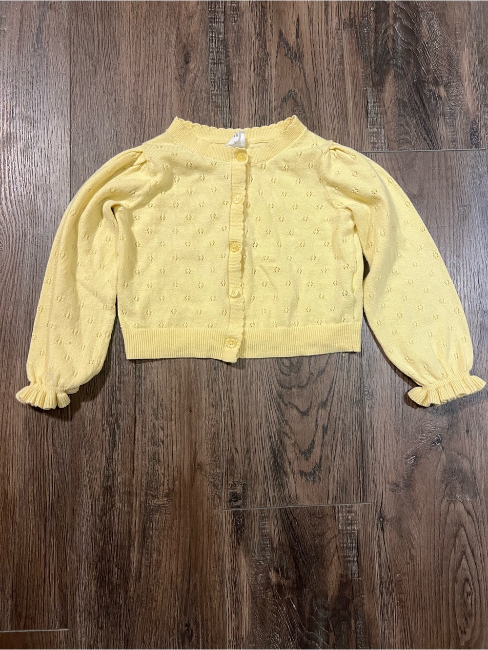 GAP Kids Butter Yellow Eyelet Button-Front Cardigan with Ruffle Cuffs